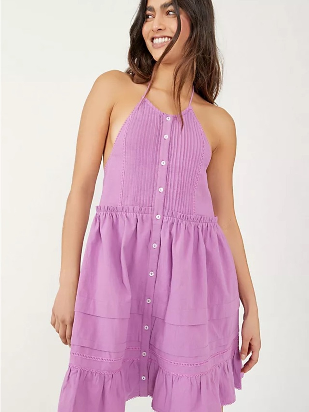 Free People Lilac Drawstring Mini Dress - Picture 3 of 5